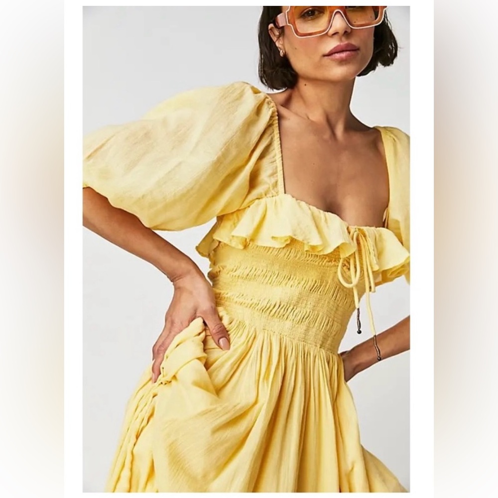 Free People Oasis Midi Dress in Pineapple Juice Yellow
